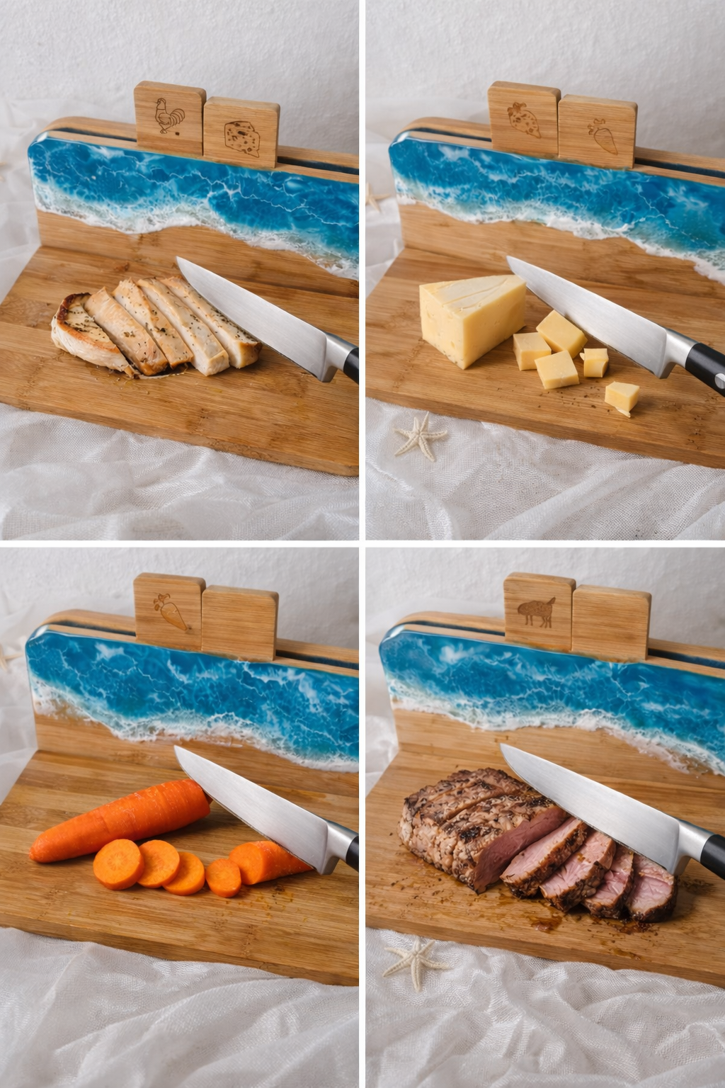 ￼ standlı deniz efektli kesme tahtası ￼