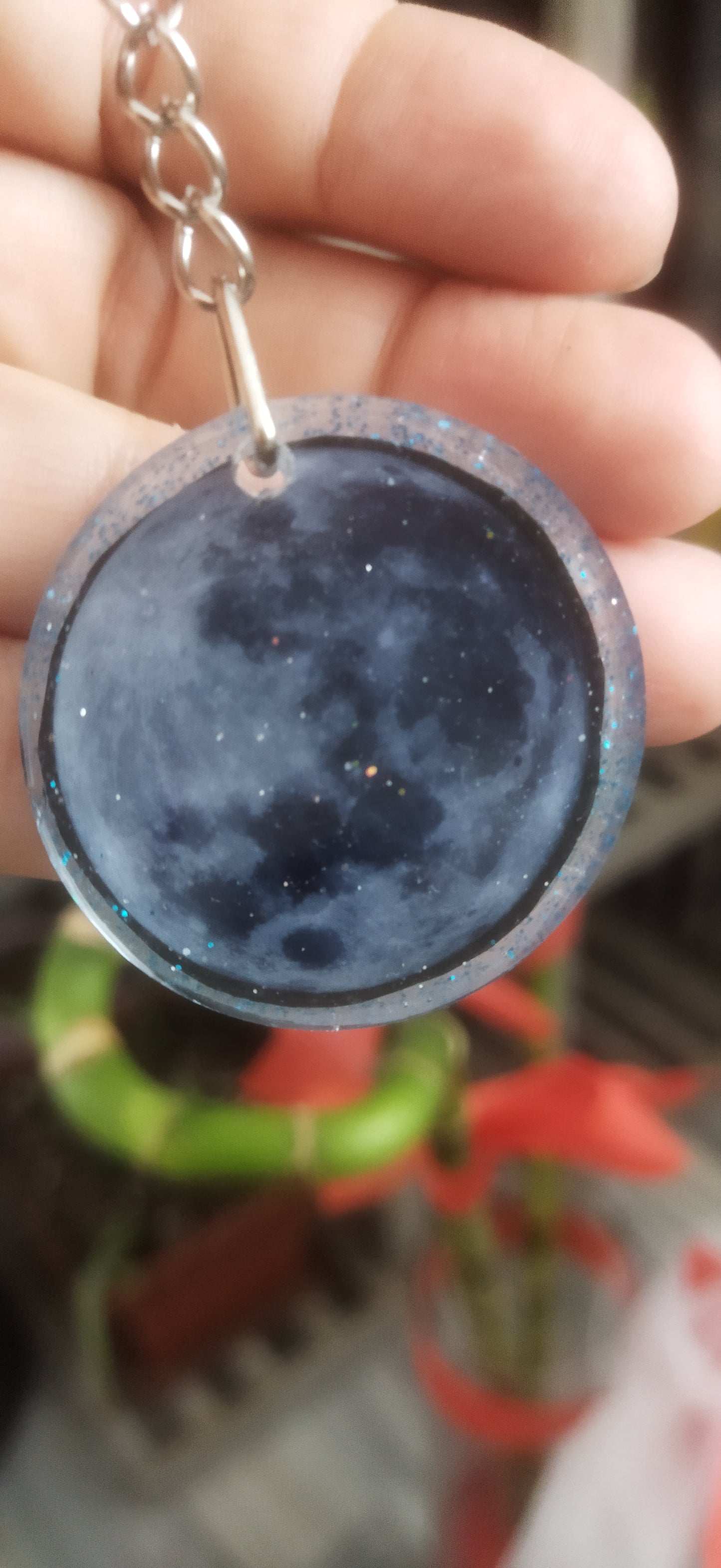 Ay temalı epoksi anahtarlık