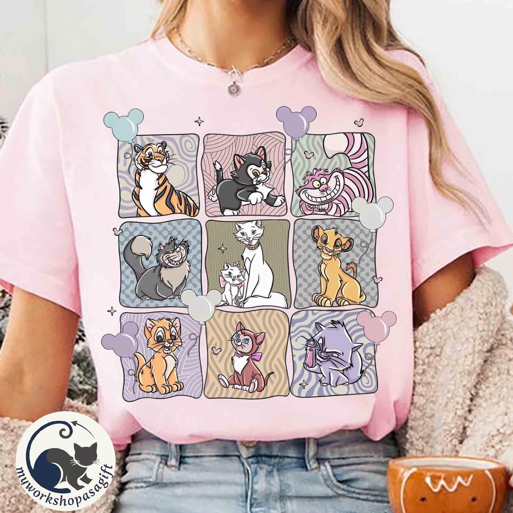 Retro Disney Cats Mickey Balloons Shirt, Cheshire Lucifer Yzma Cat, The Aristocats Shirts, Disney Cat Lovers Tee, Disneyland Family Trip Tee