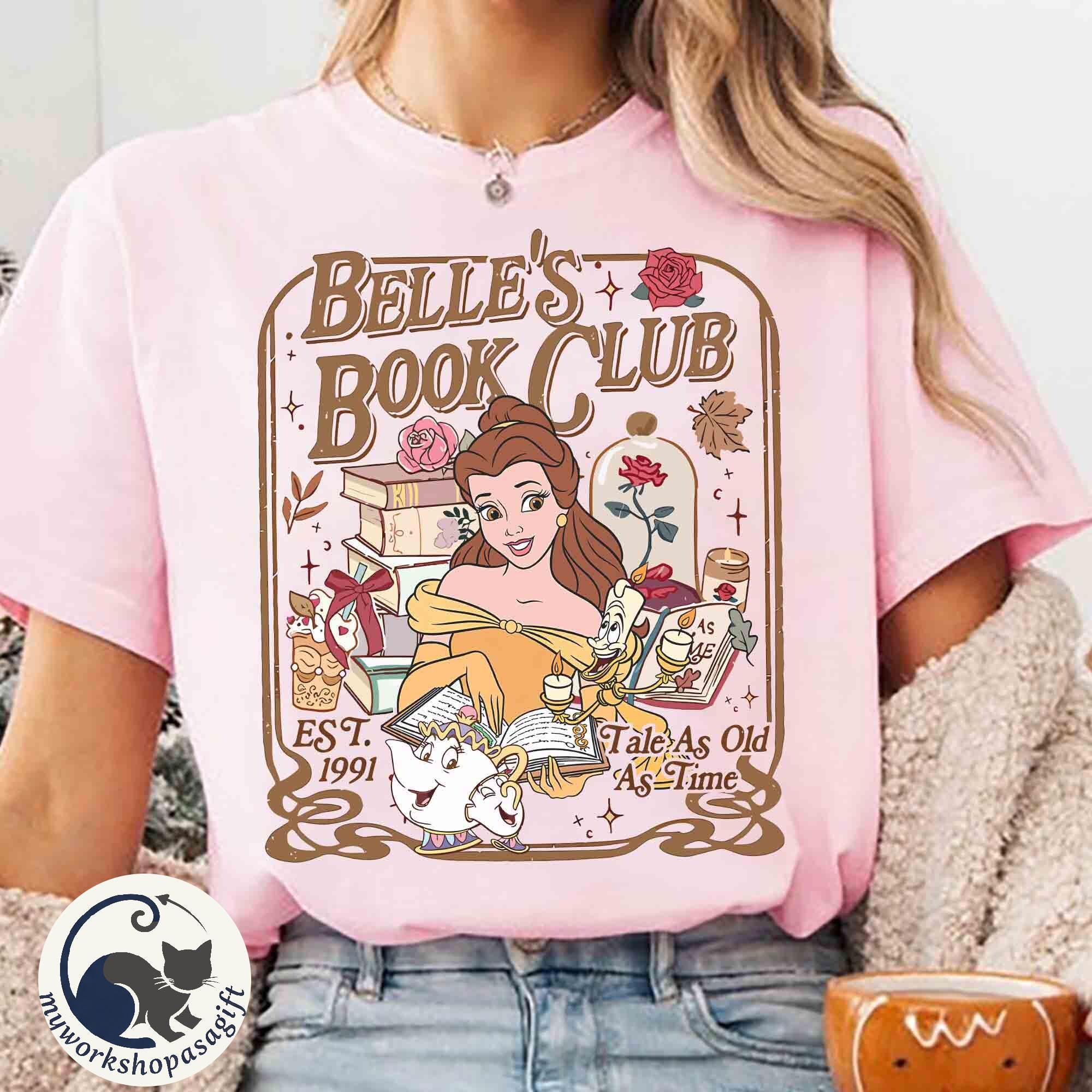 Comfort colors Belle's Book Club 1991 Shirt, Tale as old as time, Retro Beauty and the Beast, Belle Princess Tee, Book lover Bookish Reading