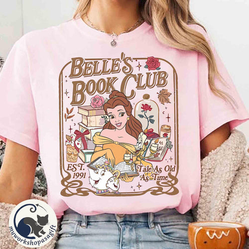 Comfort colors Belle's Book Club 1991 Shirt, Tale as old as time, Retro Beauty and the Beast, Belle Princess Tee, Book lover Bookish Reading