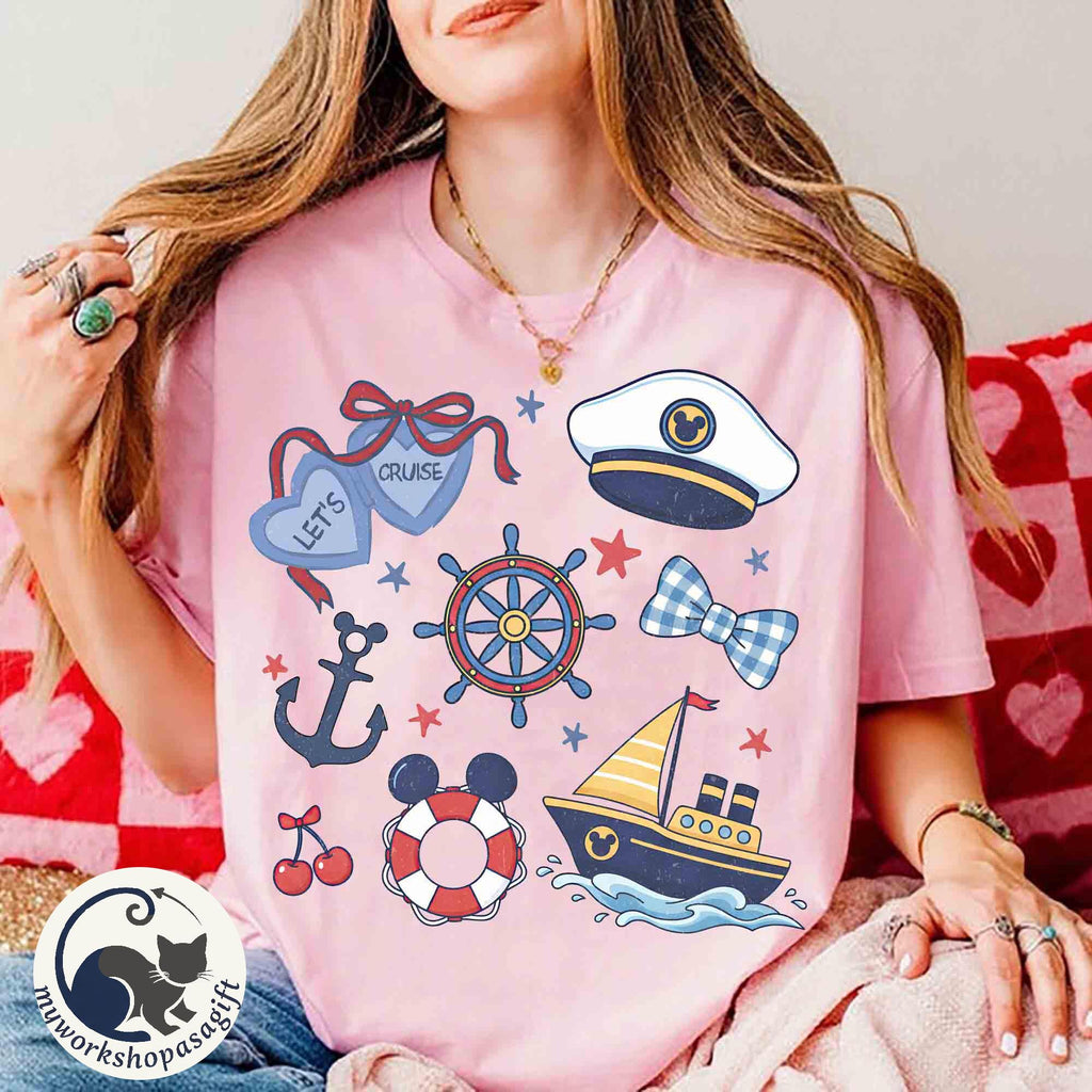 Coquette Bows Disney Cruise Retro Shirt, Let's Cruise Tee, Cruise Girls Trip Matching shirts, Disney Cruise Line, Family Cruise Group Trip