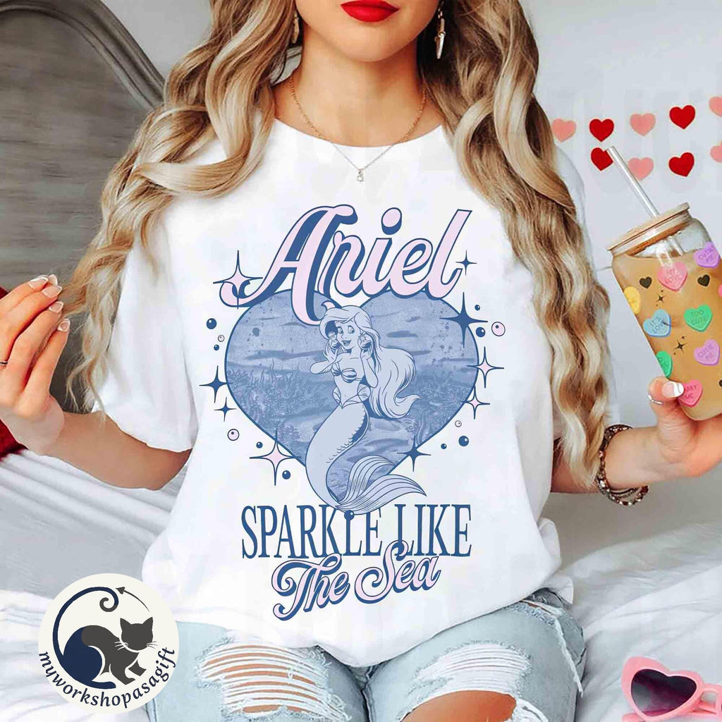 Retro Disney Disney The Little Mermaid Ariel Sparkle Shirt, But Daddy I Love Him Shirt, Ariel Princess Tee, WDW Magic Kingdom Girl Trip 2025