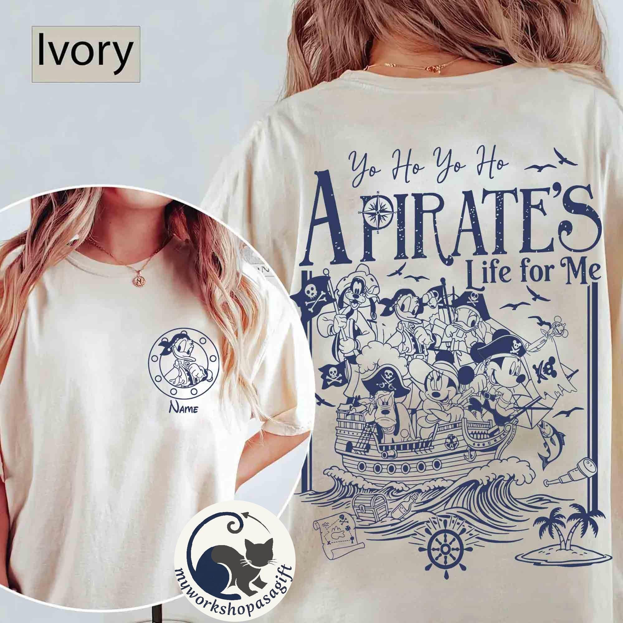 2-sided Mickey and Friends Disney Pirates Shirt, Yo Ho Yo Ho A Pirate's Life for Me, Pirates of the Caribbean Tee, Disney Cruise Family Trip