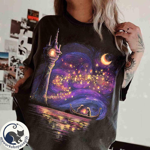 Comfort colors Rapunzel Princess and Flynn Rider Release Lanterns Shirt, Retro Disney Tangled The Kingdom of Corona Tee, Lost Princess Tee