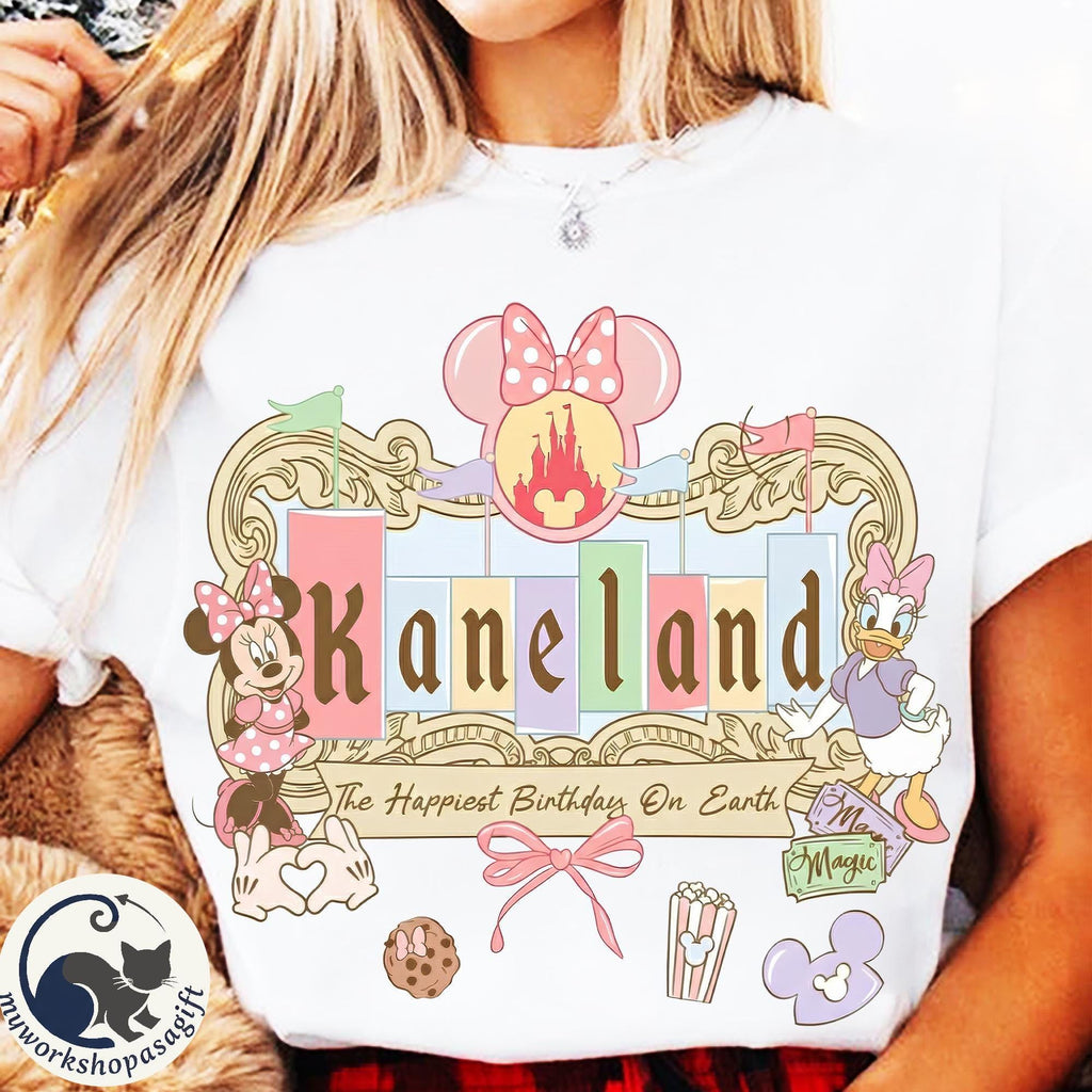 Personalized Disney Minnie and Daisy The Happiest Birthday On Earth Shirt, Best Birthday Ever, Disneyland Girl Trip, Birthday Girl Gift
