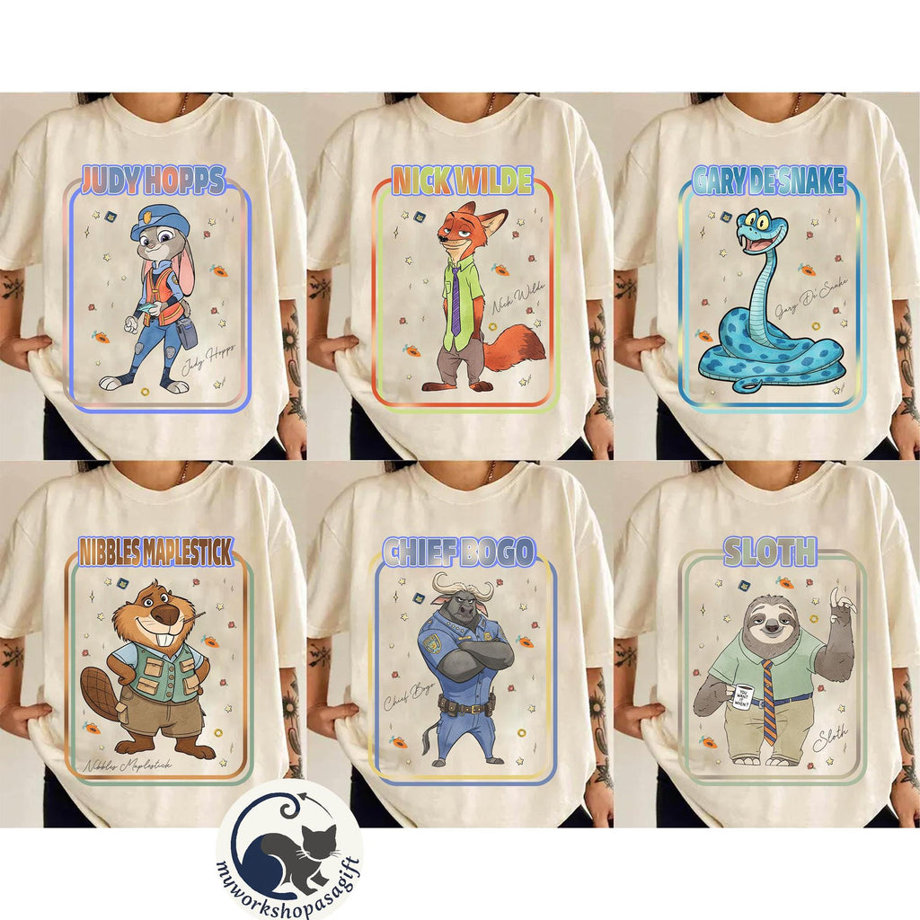 Personalized Disney Zootopia 2 Movie Characters Shirt, Nick Wilde Judy Hopps Matching Tee, WDW Disneyland Holiday Family Trip Gifts