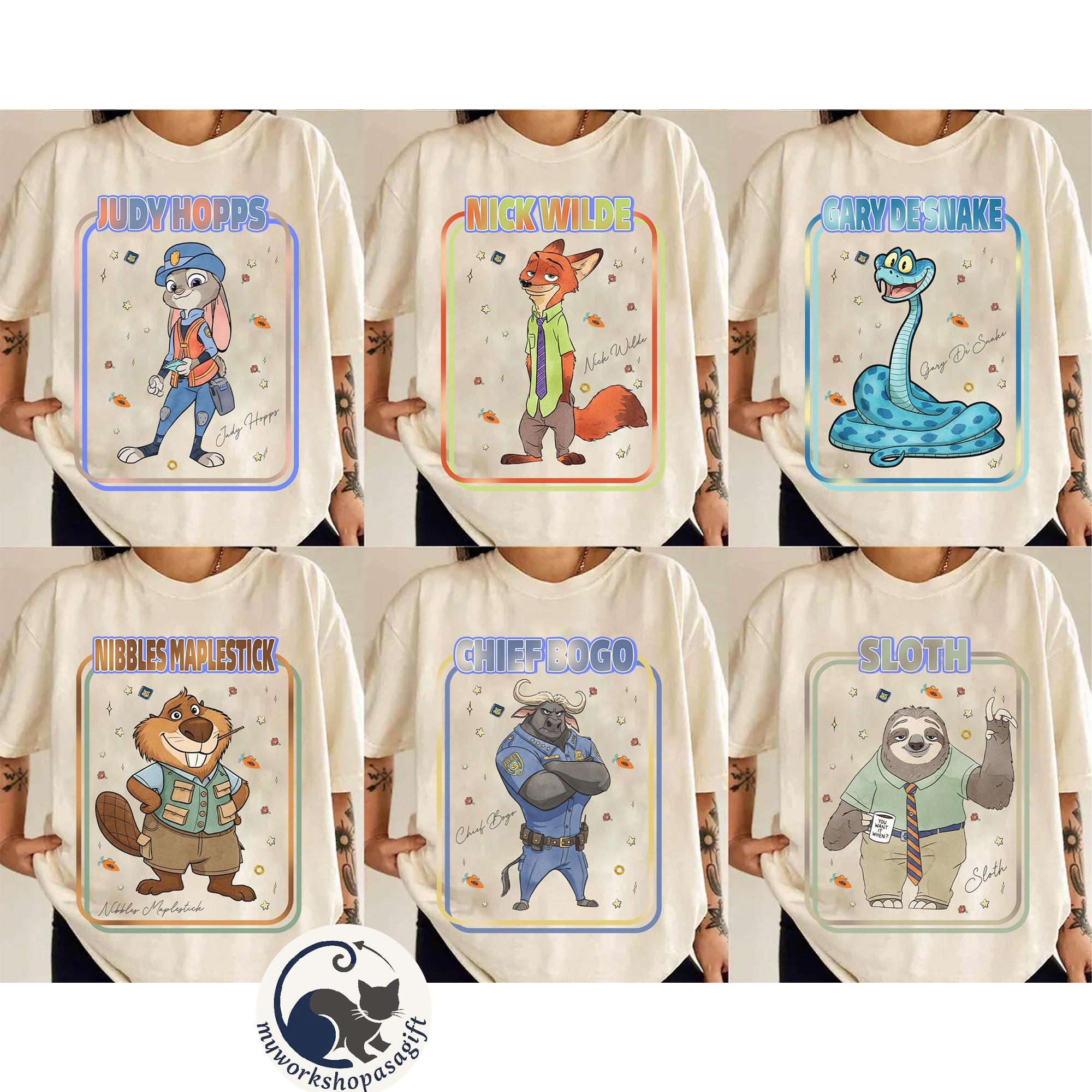 Personalized Disney Zootopia 2 Movie Characters Shirt, Nick Wilde Judy Hopps Matching Tee, WDW Disneyland Holiday Family Trip Gifts
