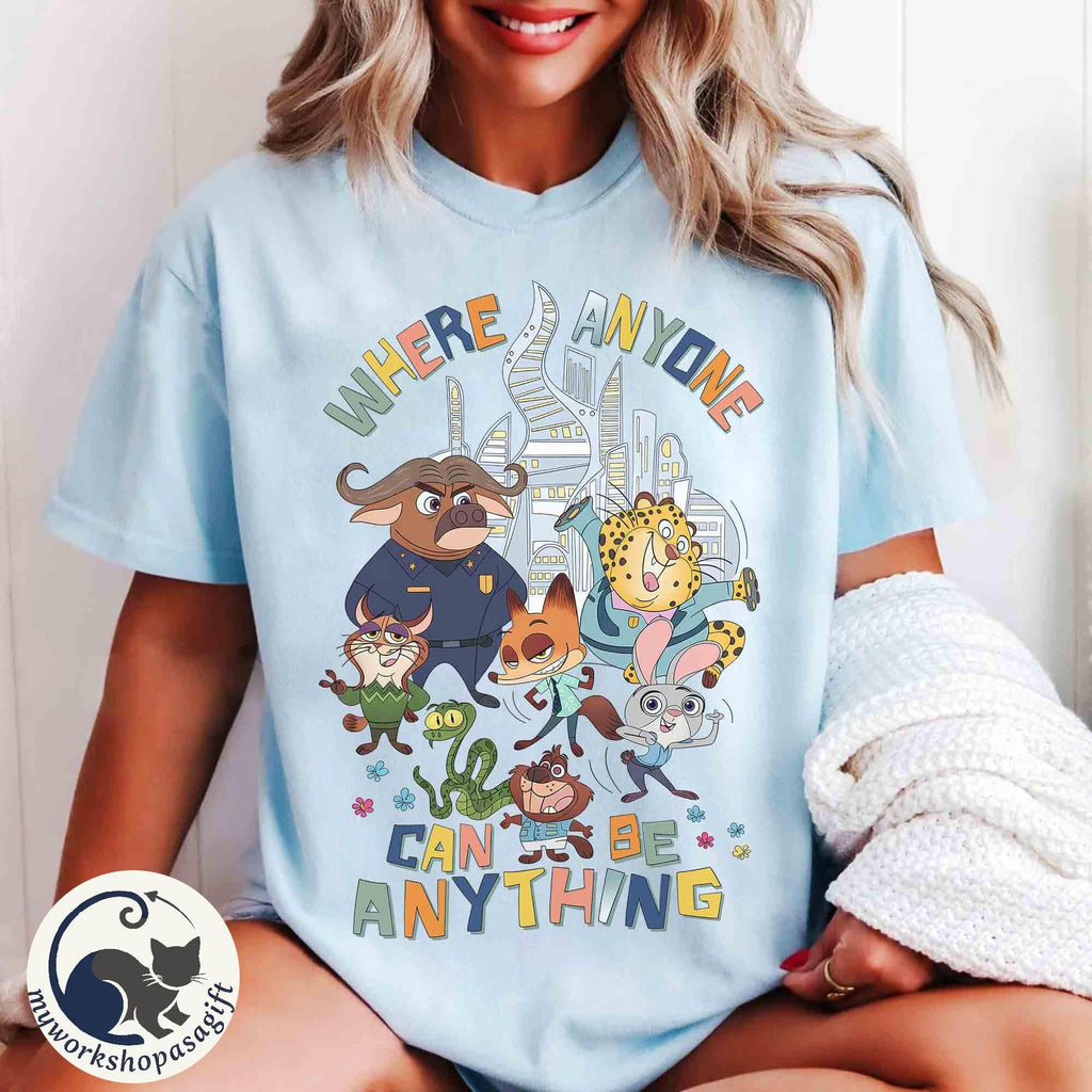 Disney's Zootopia 2 Anyone Can Be Anything Shirt, Judy Hopps & Nick Wilde Shirt, Zootropolis Disney Tee, Disneyland Family 2025 Trip Shirt