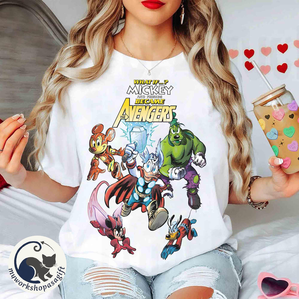 What If Mickey and Friends Became the Avengers Shirt, Marvel Avengers Comic Book Tee, Disney Marvel Superhero, Marvel Family Matching Shirt