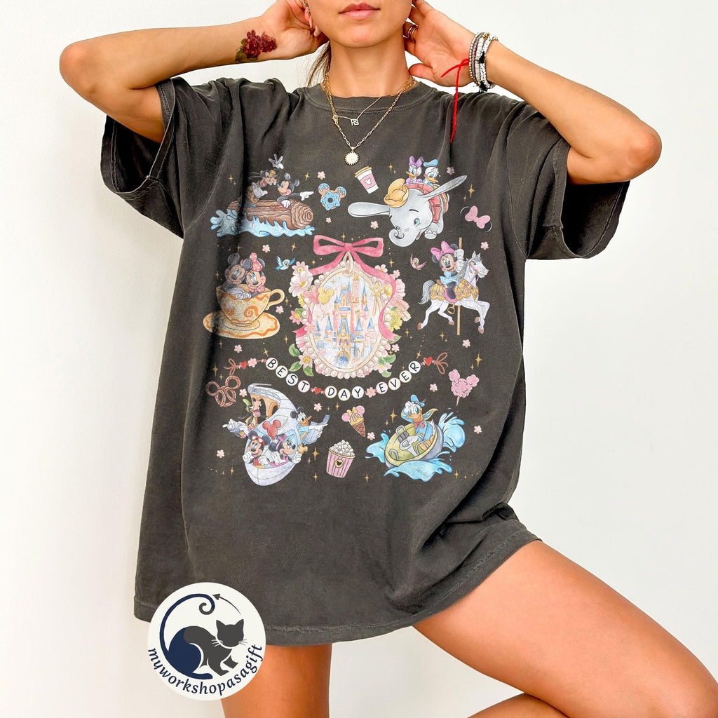Coquette bow Disney Best Day Ever Shirt, Disney Family Vacation Shirt, Disneyworld Tee, Disney Mickey and Friends Shirt, Disneyland Trip Tee