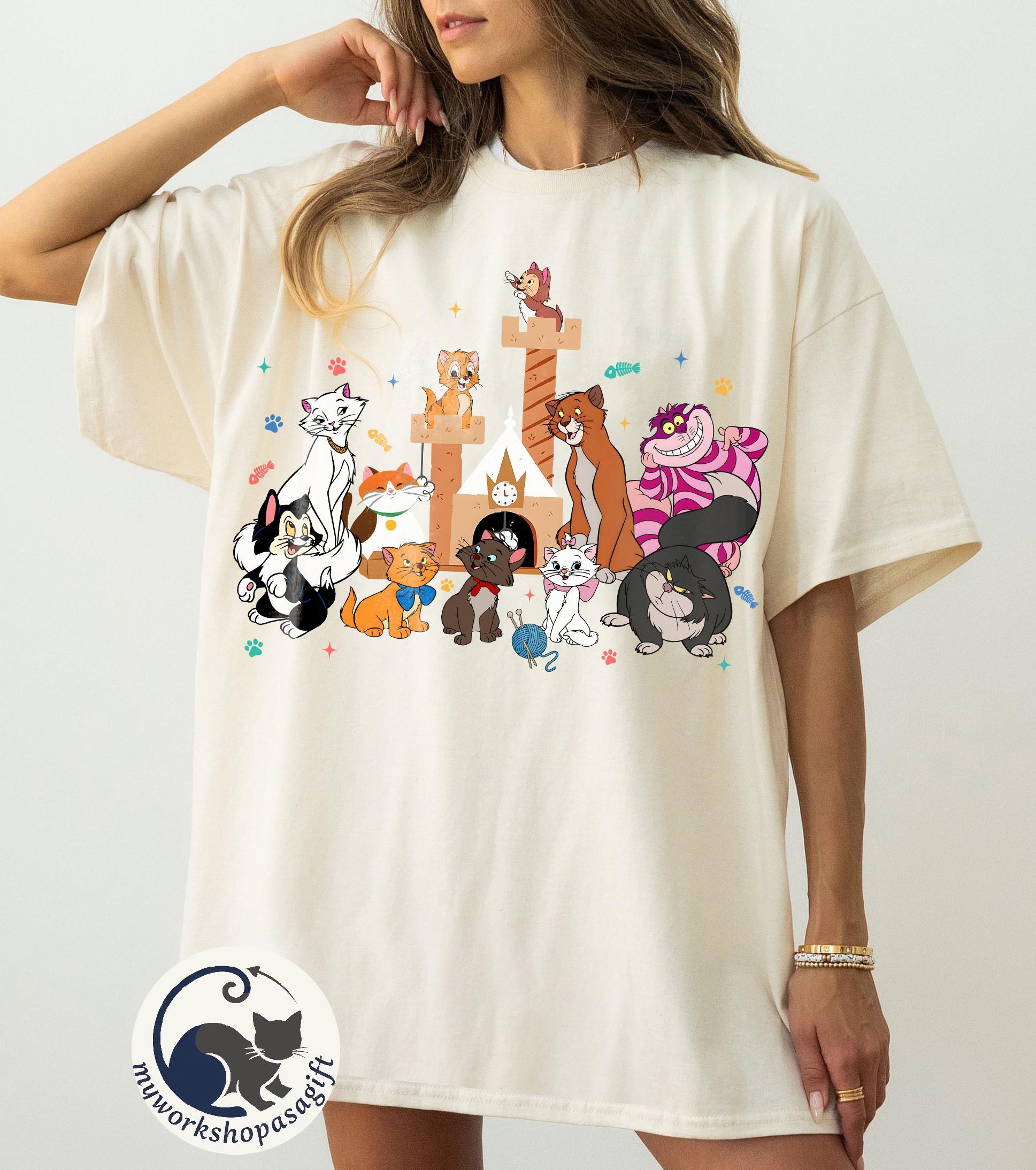 Disney Cats Character Group Kitten Friends Shirt, Marie Toulouse Berlioz Figaro Cheshire Tee, Magic Kingdom Disneyland Family Holiday Gift