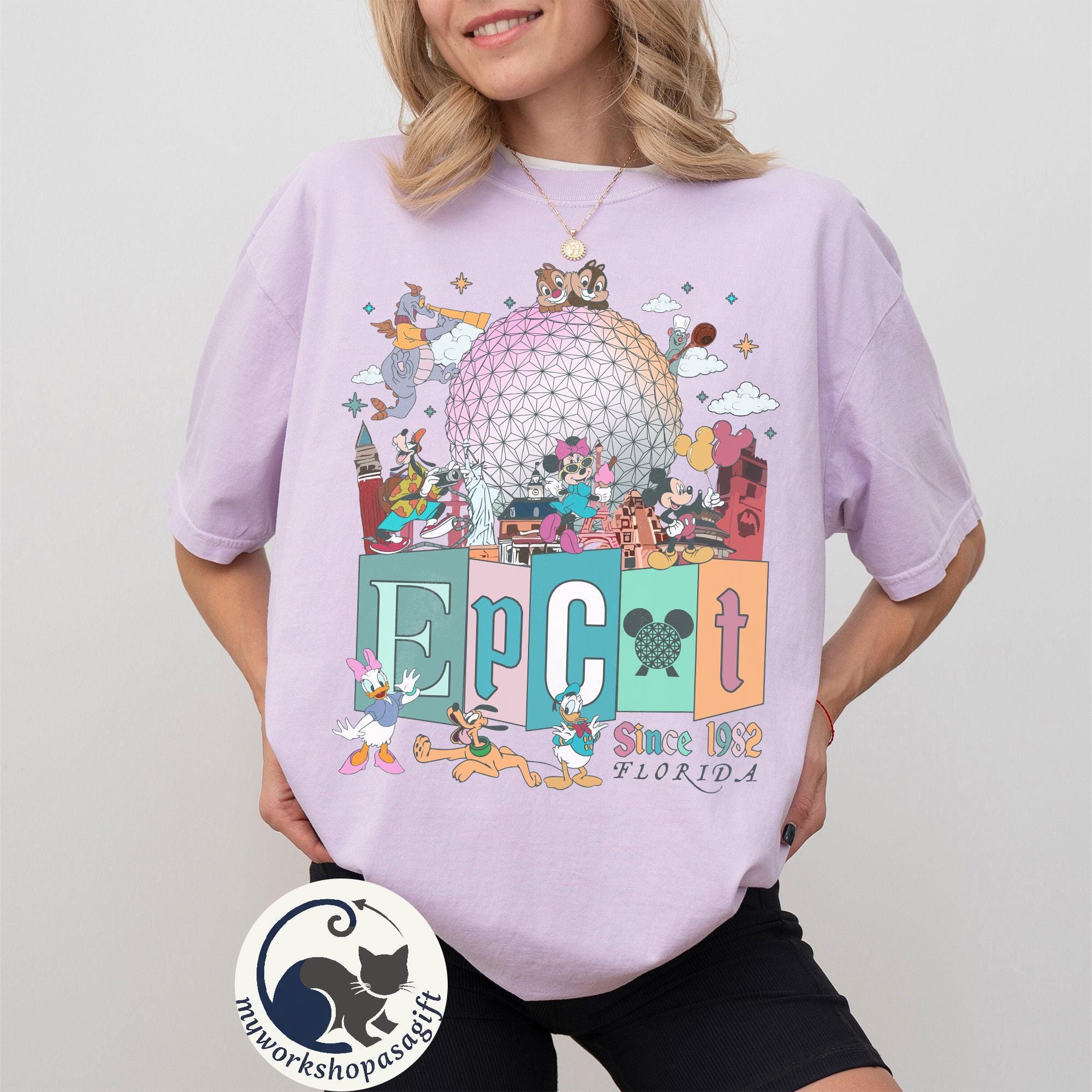 Mickey & Friends Epcot Center Since 1982 Comfort Colors Shirt, Disney Epcot World Tour Tee, Epcot Travel Around The World, Family Gifts