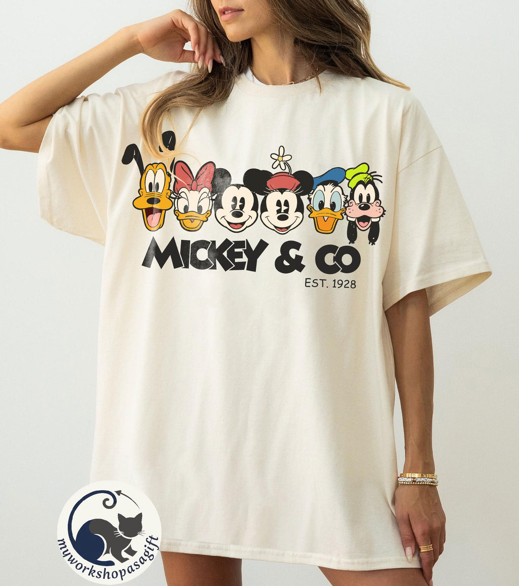 Mickey and Co Comfort Colors Shirt, Mickey and Co. Est. 1928 Shirt, Mickey And Friends Shirt, Disney Trip Shirt, Family Matching Shirt