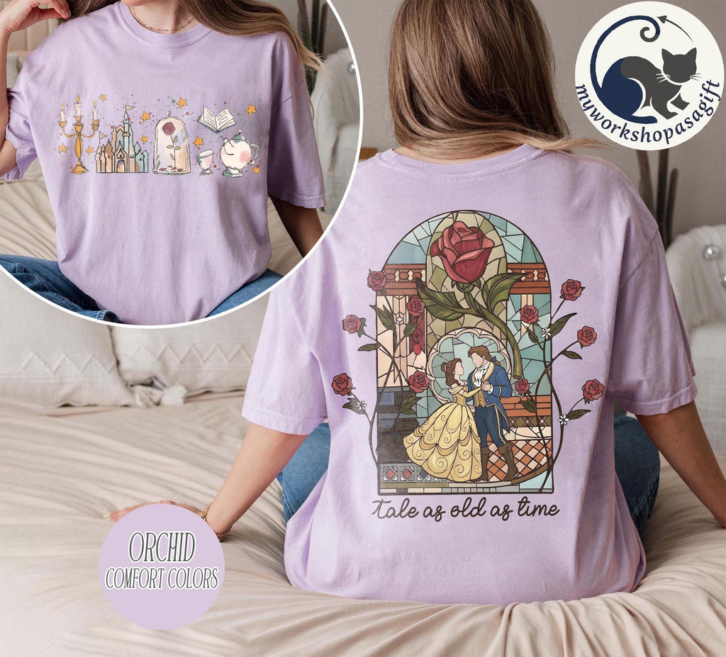 Retro Beauty And The Beast Shirt, Tale As Old As Time Shirt, Enchanted Rose Shirt, Princess Disney, Princess Reading Book, Disney Parks