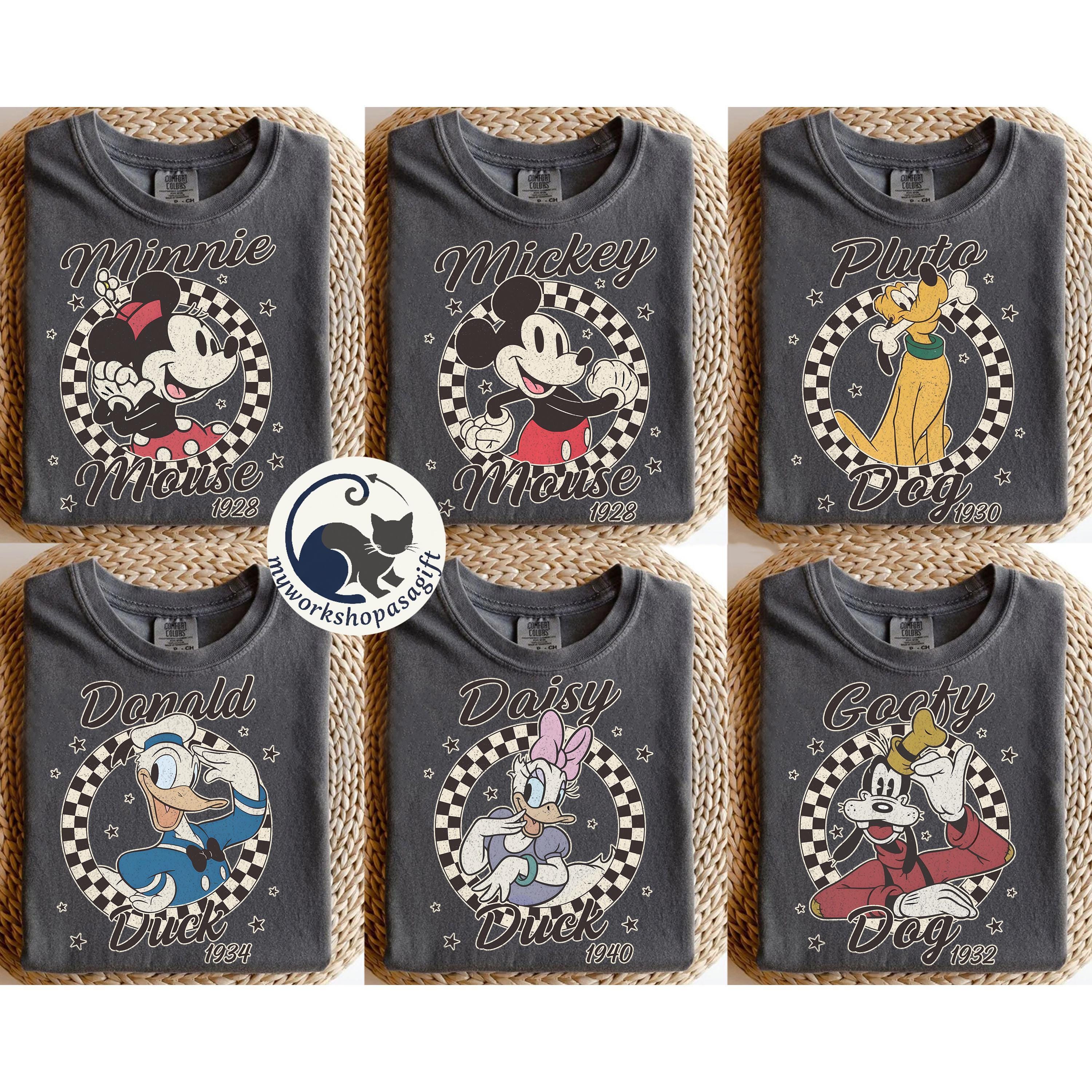Retro Checkered Disney Shirt, Mickey And Friends Shirt, Disney Group Tee, Disney Family Tee, Disney All Characters Shirt, Disney Trip Shirt