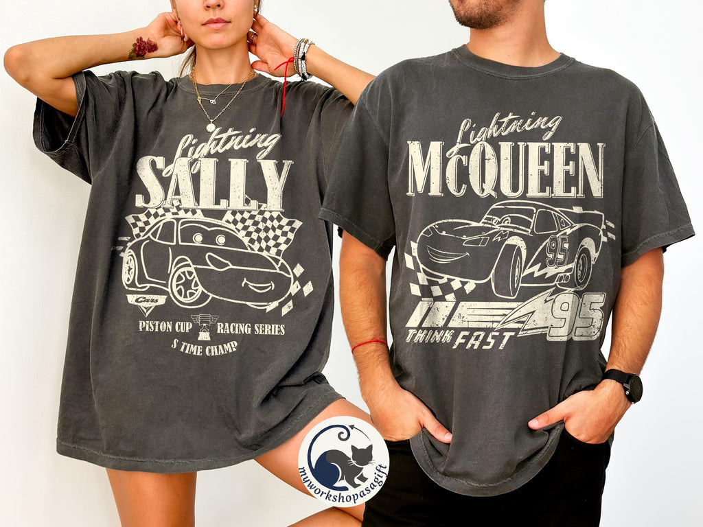 Retro Disney Cars Shirt, Lightning McQueen and Sally Couple Shirt, Lightning McQueen Shirt, Disney Couple Shirt, Disneyland Cars Tee
