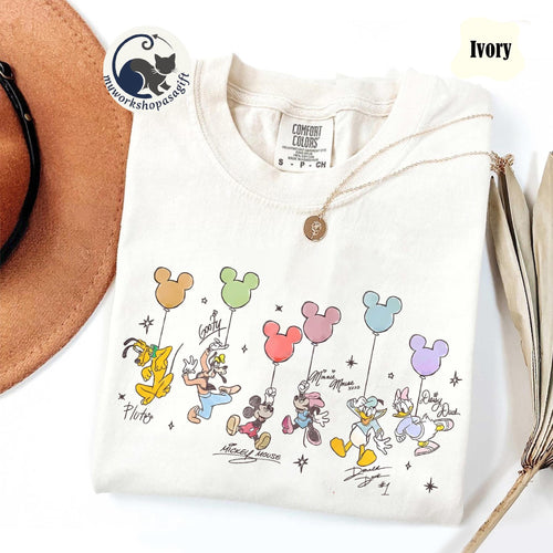 Comfort Colors Retro Mickey & Friends Signatures Shirt, Vintage Disney World Tee, Family Vacation Matching Tee, Disney Trip 2026 Shirt