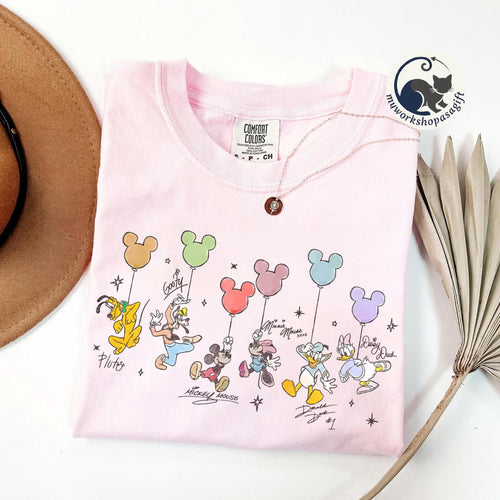 Comfort Colors Retro Mickey & Friends Signatures Shirt, Vintage Disney World Tee, Family Vacation Matching Tee, Disney Trip 2026 Shirt