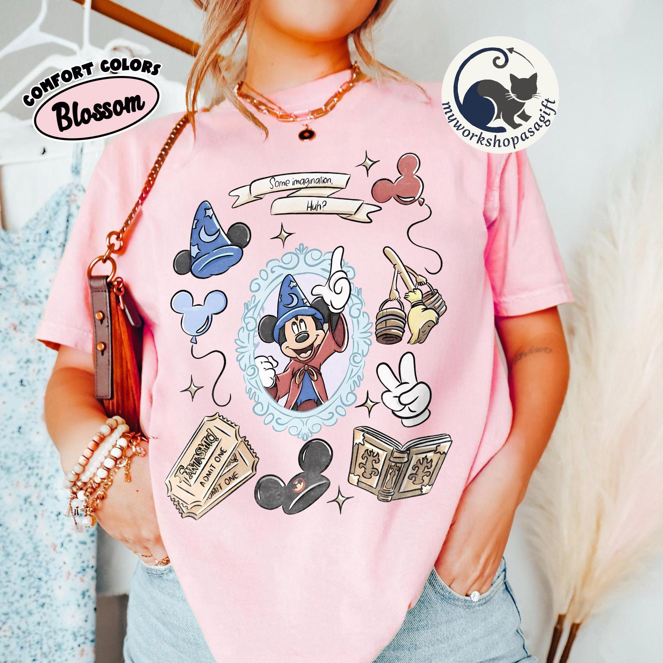 Comfort Colors Sorcerer Mickey Fantasia Shirts, Some Imagination Huh Tee, Vintage Disney Magic Tee, Walt Disney World Disneyland Fantasmic