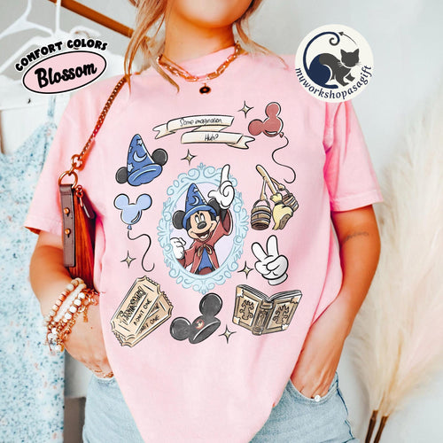 Comfort Colors Sorcerer Mickey Fantasia Shirts, Some Imagination Huh Tee, Vintage Disney Magic Tee, Walt Disney World Disneyland Fantasmic