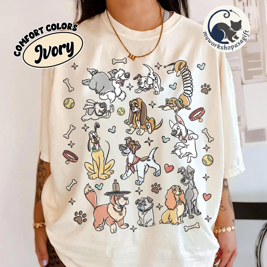 Comfort Colors® Disney Dogs Shirt, Retro Lady and the Tramp Tee, Pluto Puppy Disney Shirt, Cute Disney Pet Lovers Gift, Disney Dog Loves Tee
