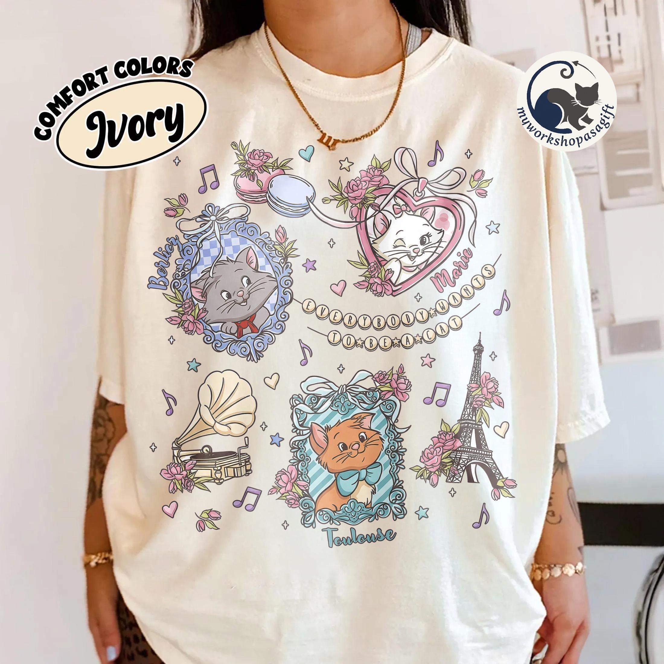 Coquette Bows Disney Aristocats Shirt, Everybody Wants to Be a Cat Tee, Marie Toulouse Berlioz Gramophone Shirt, Cute Disney Cat Lover Shirt