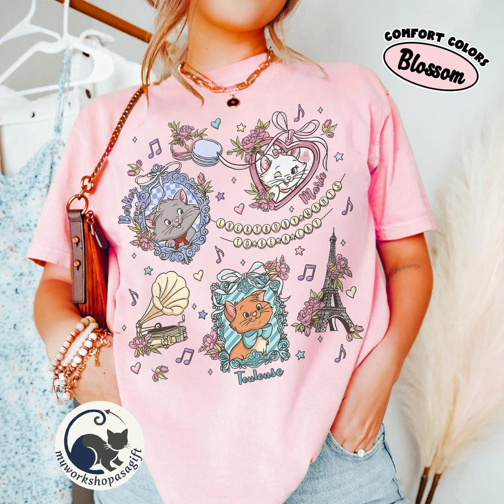 Coquette Bows Disney Aristocats Shirt, Everybody Wants to Be a Cat Tee, Marie Toulouse Berlioz Gramophone Shirt, Cute Disney Cat Lover Shirt