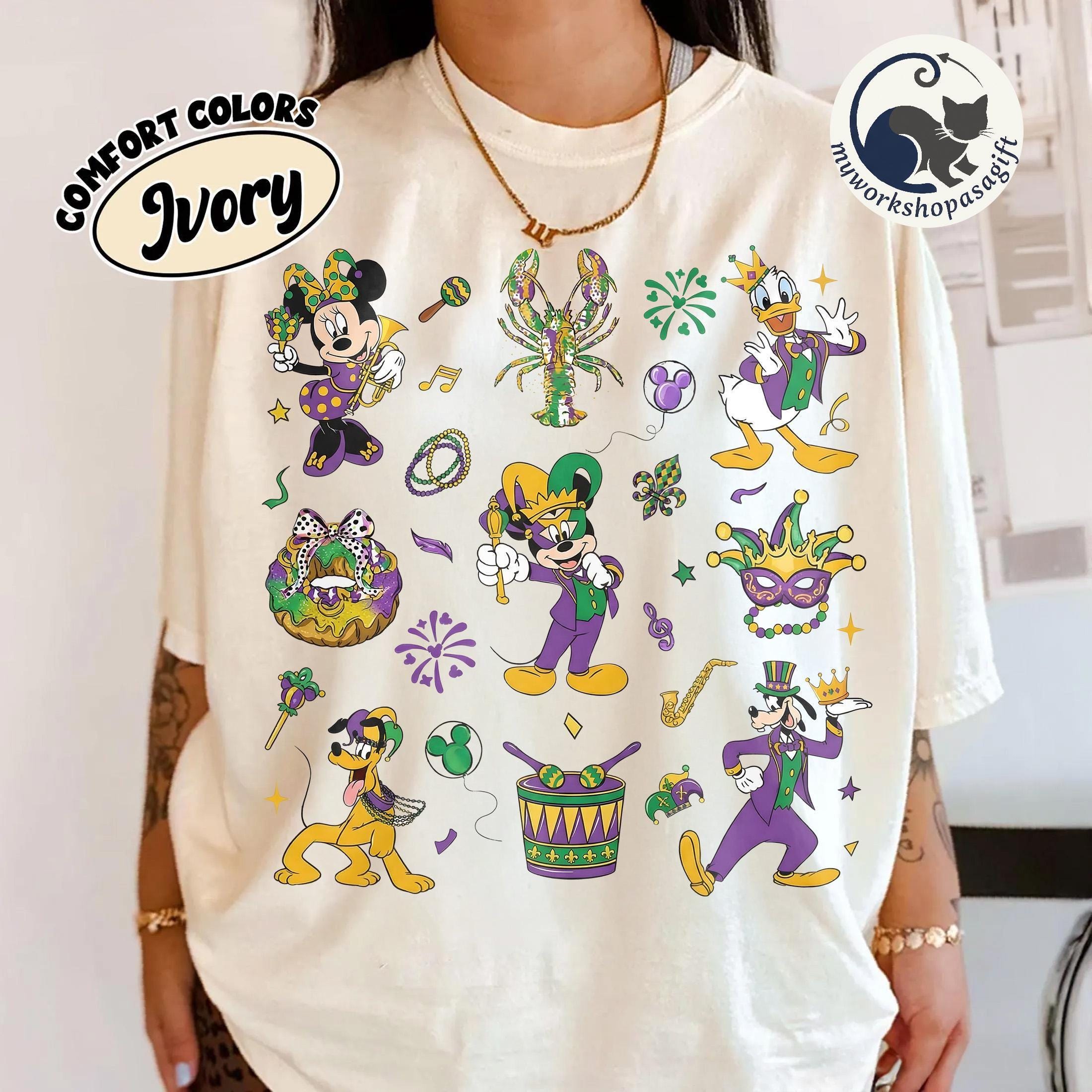 Disney Mardi Gras Shirt 2026, Mickey and Friends Fat Tuesday New Orleans Carnival Tee, WDW Disneyland Family Happy Mardi Gras Party Shirt