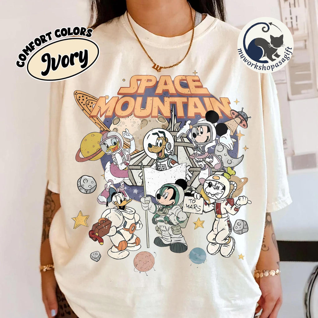 Disney Space Mountain Shirt, Retro 90s Mickey and Friends Astronaut Tee, Magic Kingdom Disney World Vacation Shirt, Vintage Theme Park Shirt
