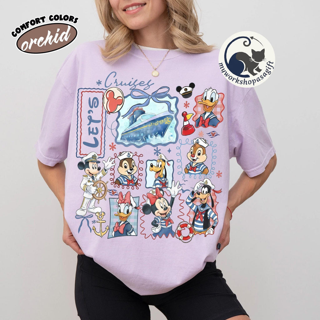 Personalized Disney Cruise Line Shirts, Mickey & Friends Family Cruise Tee, Let’s Cruise Disney Wish Dream Magic Fantasy, Disney Trip Shirts