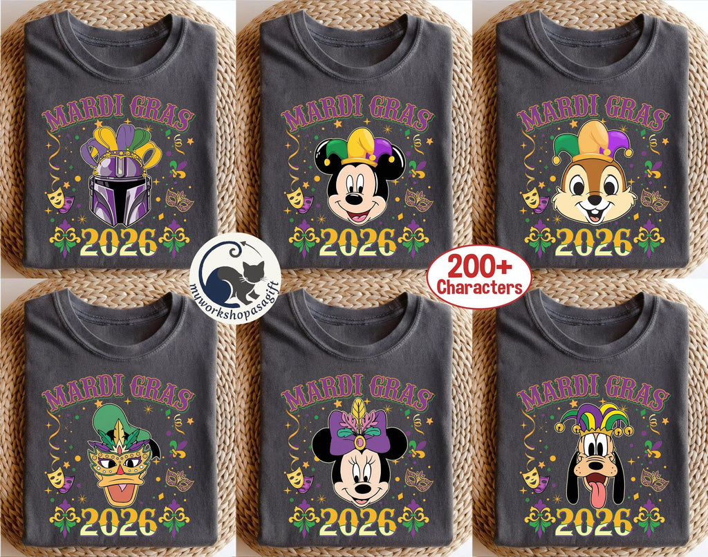 Personalized Mickey & Friends Disney Mardi Gras Shirts, Fat Tuesday Carnival, New Orleans Style, Disney World Family 2026 Shirt, Disney Trip