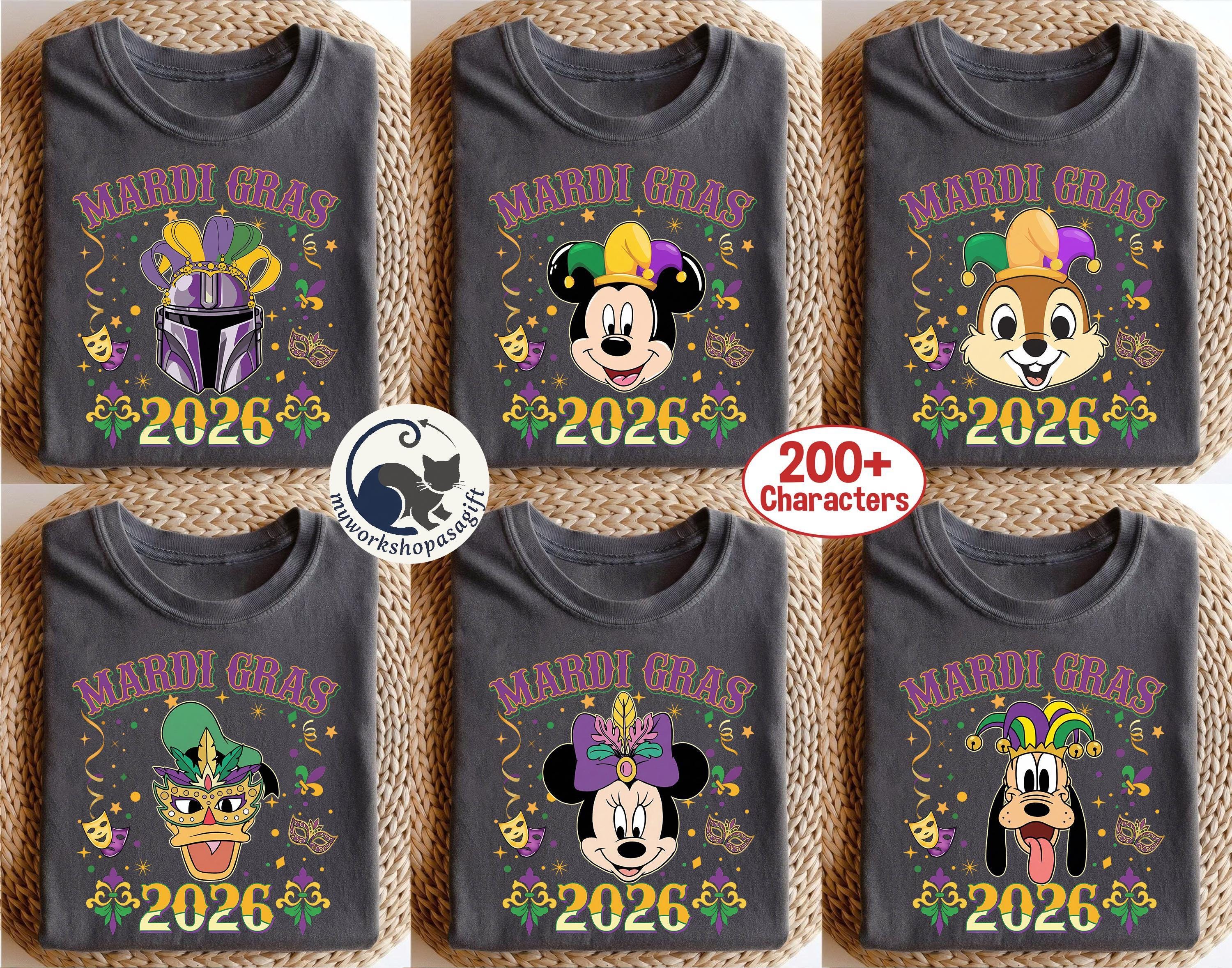 Personalized Mickey & Friends Disney Mardi Gras Shirts, Fat Tuesday Carnival, New Orleans Style, Disney World Family 2026 Shirt, Disney Trip