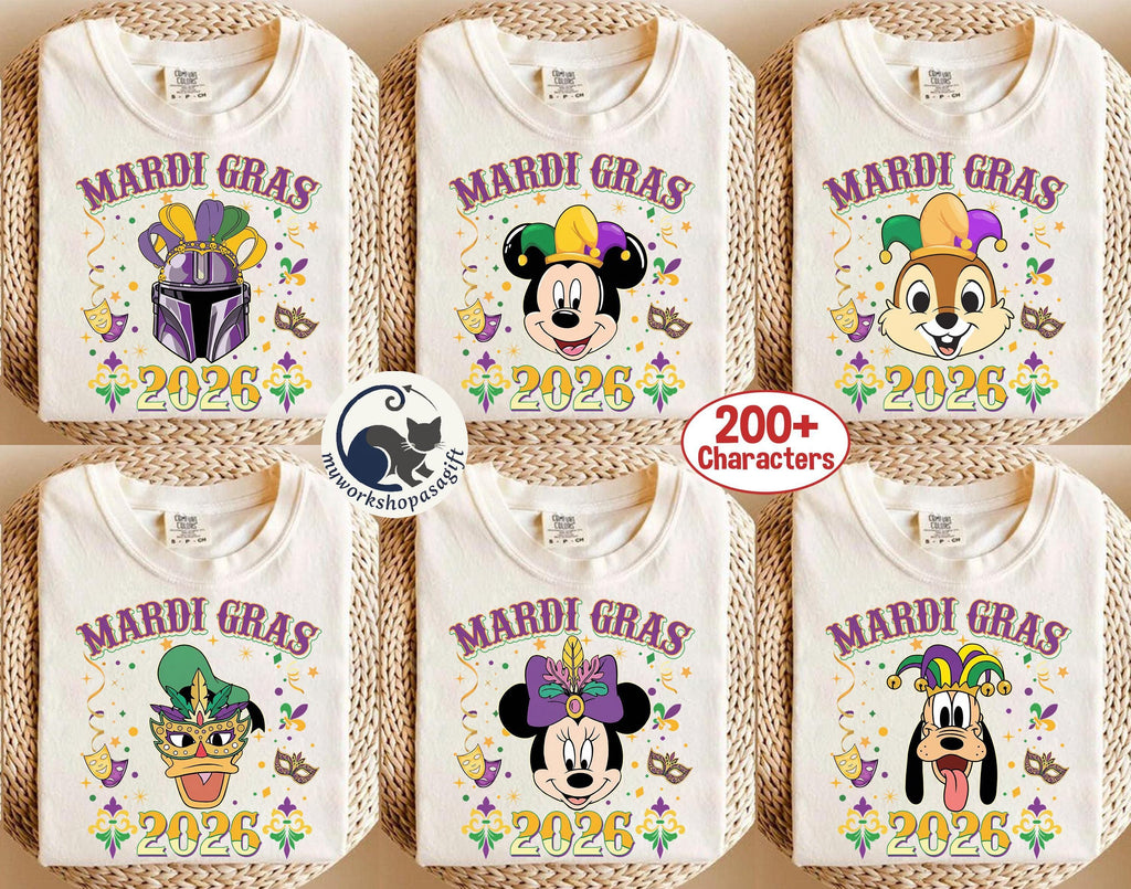 Personalized Mickey & Friends Disney Mardi Gras Shirts, Fat Tuesday Carnival, New Orleans Style, Disney World Family 2026 Shirt, Disney Trip