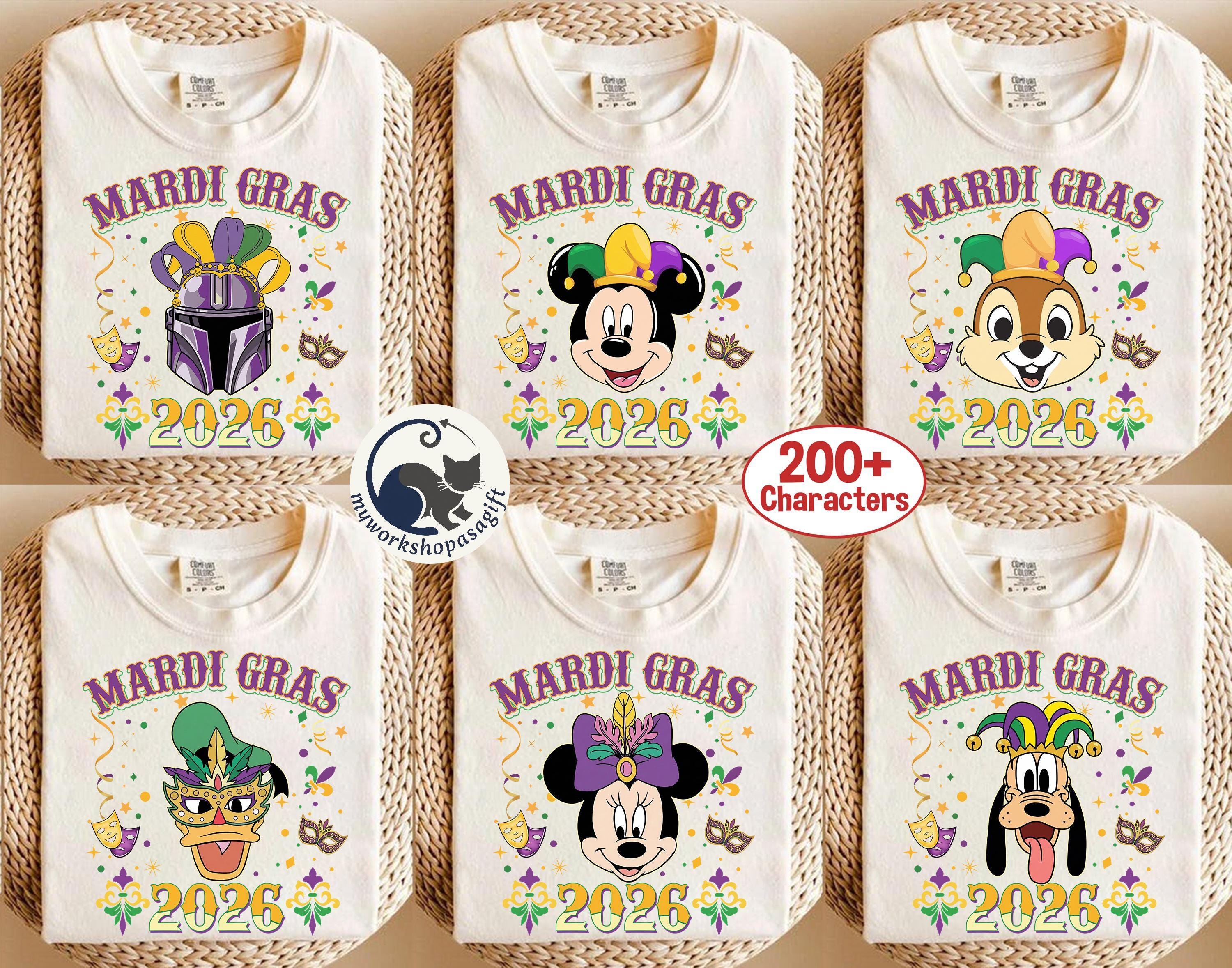 Personalized Mickey & Friends Disney Mardi Gras Shirts, Fat Tuesday Carnival, New Orleans Style, Disney World Family 2026 Shirt, Disney Trip