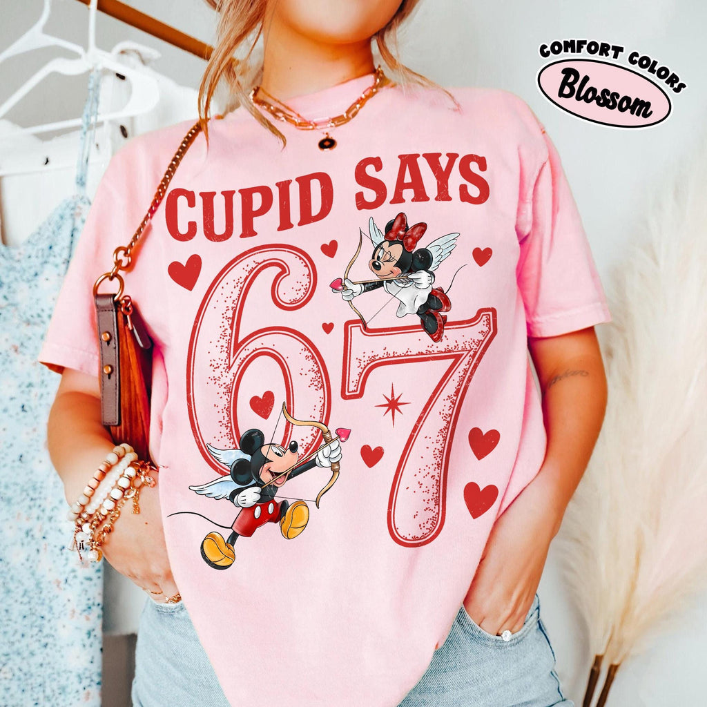 Retro Comfort Colors® Cupid Says 67 Disney Valentine Shirts, Mickey & Minnie Cupid Birthday Tee, Valentine Gift for Her, Disney Couple Shirt