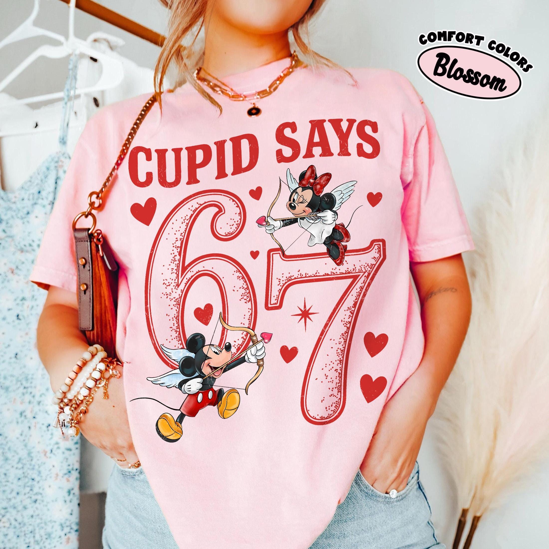 Retro Comfort Colors® Cupid Says 67 Disney Valentine Shirts, Mickey & Minnie Cupid Birthday Tee, Valentine Gift for Her, Disney Couple Shirt