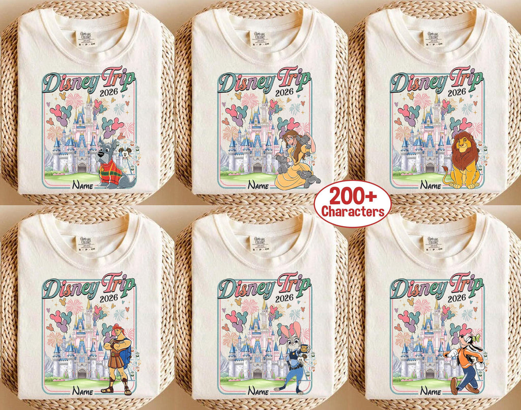 Retro Comfort Colors Coquette Bow Disney Princess Shirts, Cinderella Snow White Ariel Belle Rapunzel Tee, Magic Kingdom Disney Girl Trip Tee