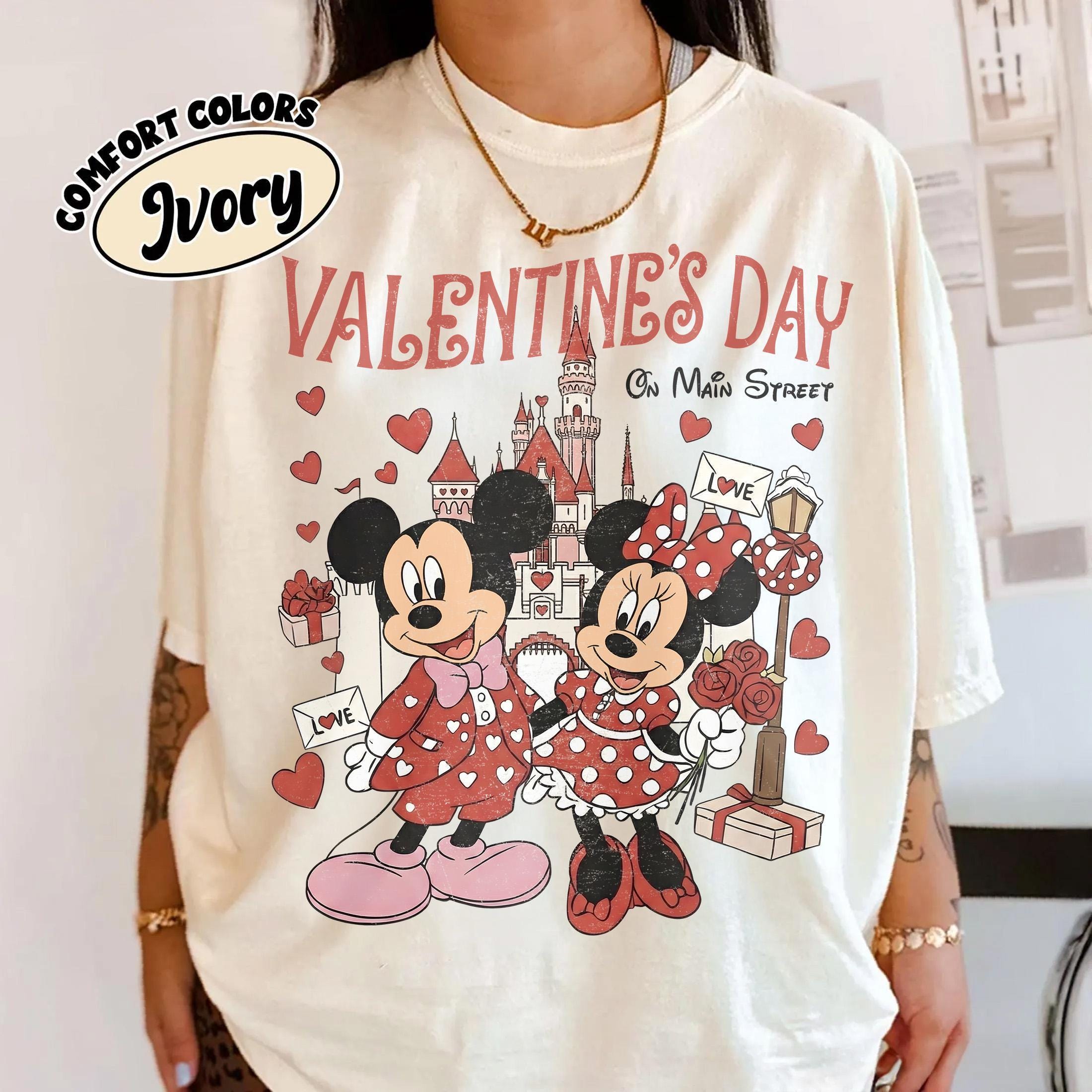 Retro Mickey & Minnie Valentine Couple Shirts, Disney Valentine on Main Street Shirt, Happiest Place on Earth Lovers, Disney Xmas Couple Tee