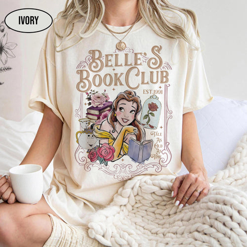 Comfort Colors Belle’s Book Club Shirts, Tale As Old As Time Tee, Vintage Bookish Princess Belle, Book Lover Gift Shirt, Disney Bella Shirts