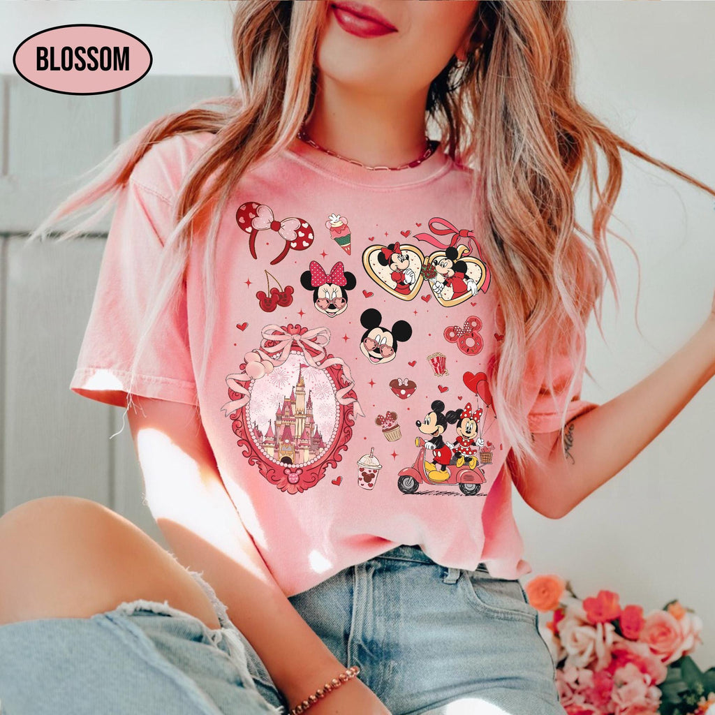 Comfort Colors Coquette Bow Mickey & Minnie Valentine Shirt, Magical Castle Tee, WDW Valentine Gift for Her 2026, Happy Valentine's Day 2026