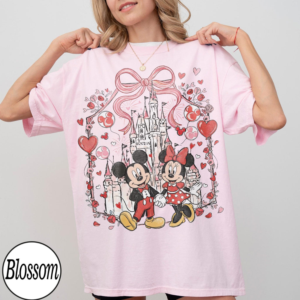 Comfort Colors Coquette Bows Mickey Minnie Disney Valentine Shirt, Happy Valentine's Day 2026 Shirt, WDW Disneyland Valentine Gift For Her