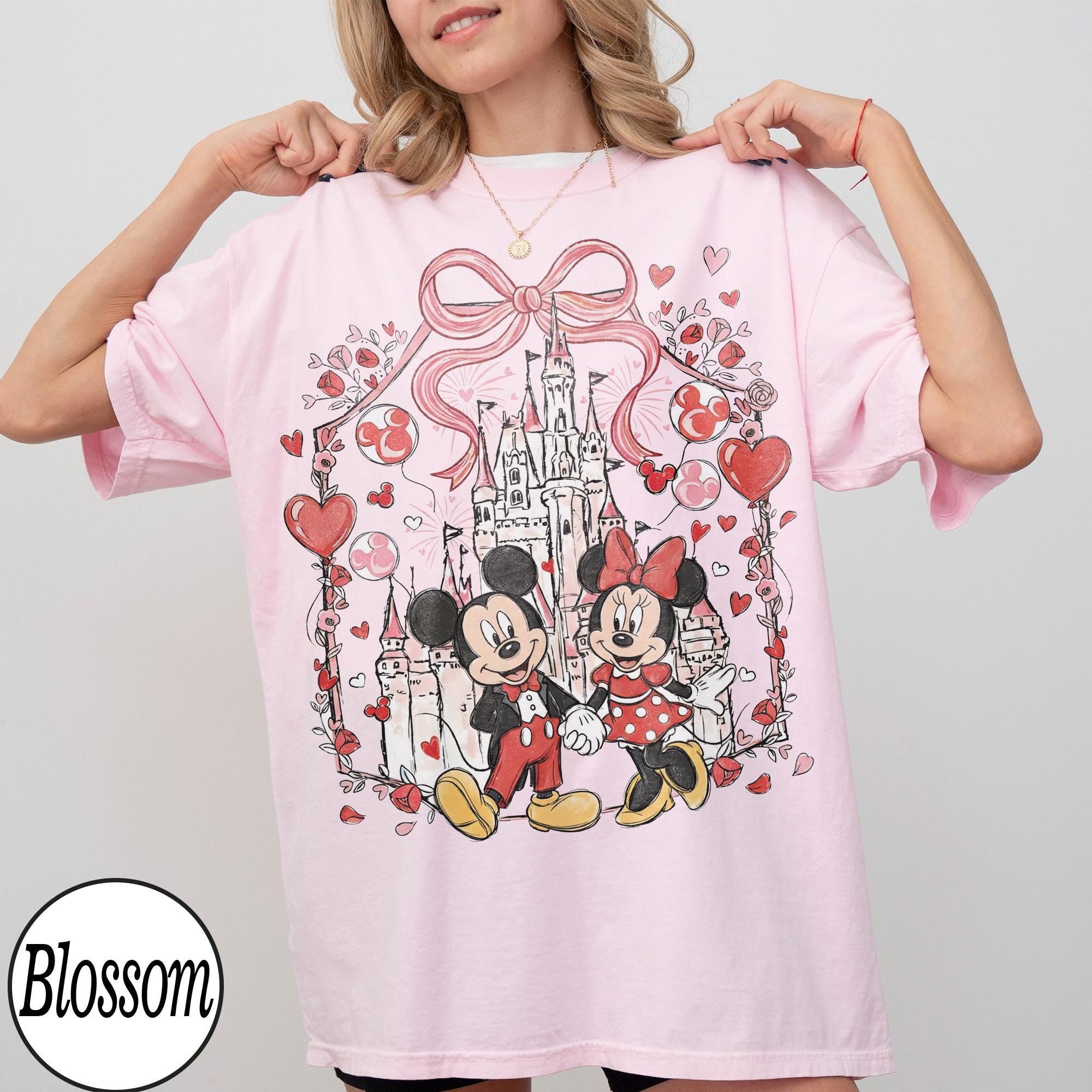 Comfort Colors Coquette Bows Mickey Minnie Disney Valentine Shirt, Happy Valentine's Day 2026 Shirt, WDW Disneyland Valentine Gift For Her