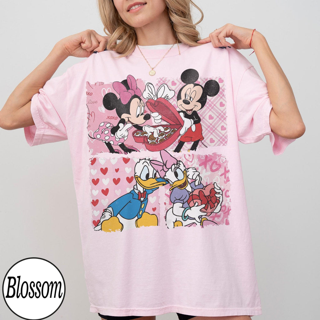 Comfort Colors Disney Valentine Shirt, Mickey and Friends Love Shirt, Cute Pink Cartoon Couple Tee, Romantic Valentine Gifts, Disney Shirts