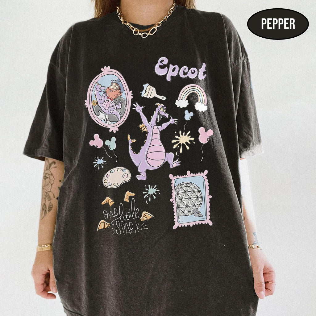 Comfort Colors Figment EPCOT Shirts, One Little Spark Tee, Retro Disney World Imagination Pavilion, Family Trip 2026 Shirt, Disneyland Shirt