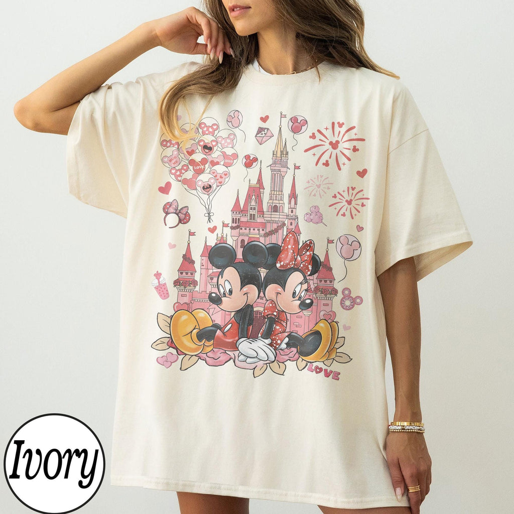 Comfort Colors Mickey And Minnie Love Shirt, Disney Castle Shirt, Valentines Day Shirt, Valentines Love Tee, Disneyland Castle Shirt