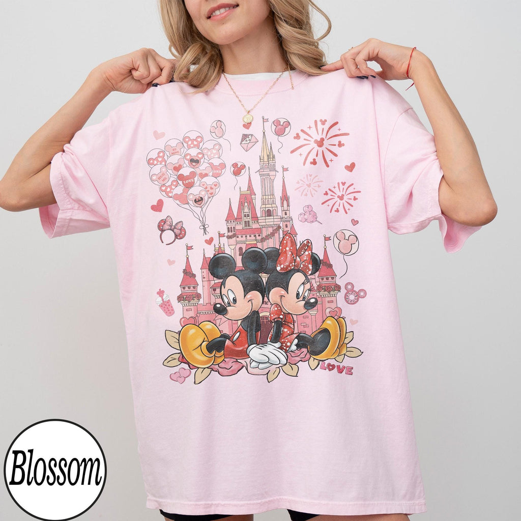 Comfort Colors Mickey And Minnie Love Shirt, Disney Castle Shirt, Valentines Day Shirt, Valentines Love Tee, Disneyland Castle Shirt