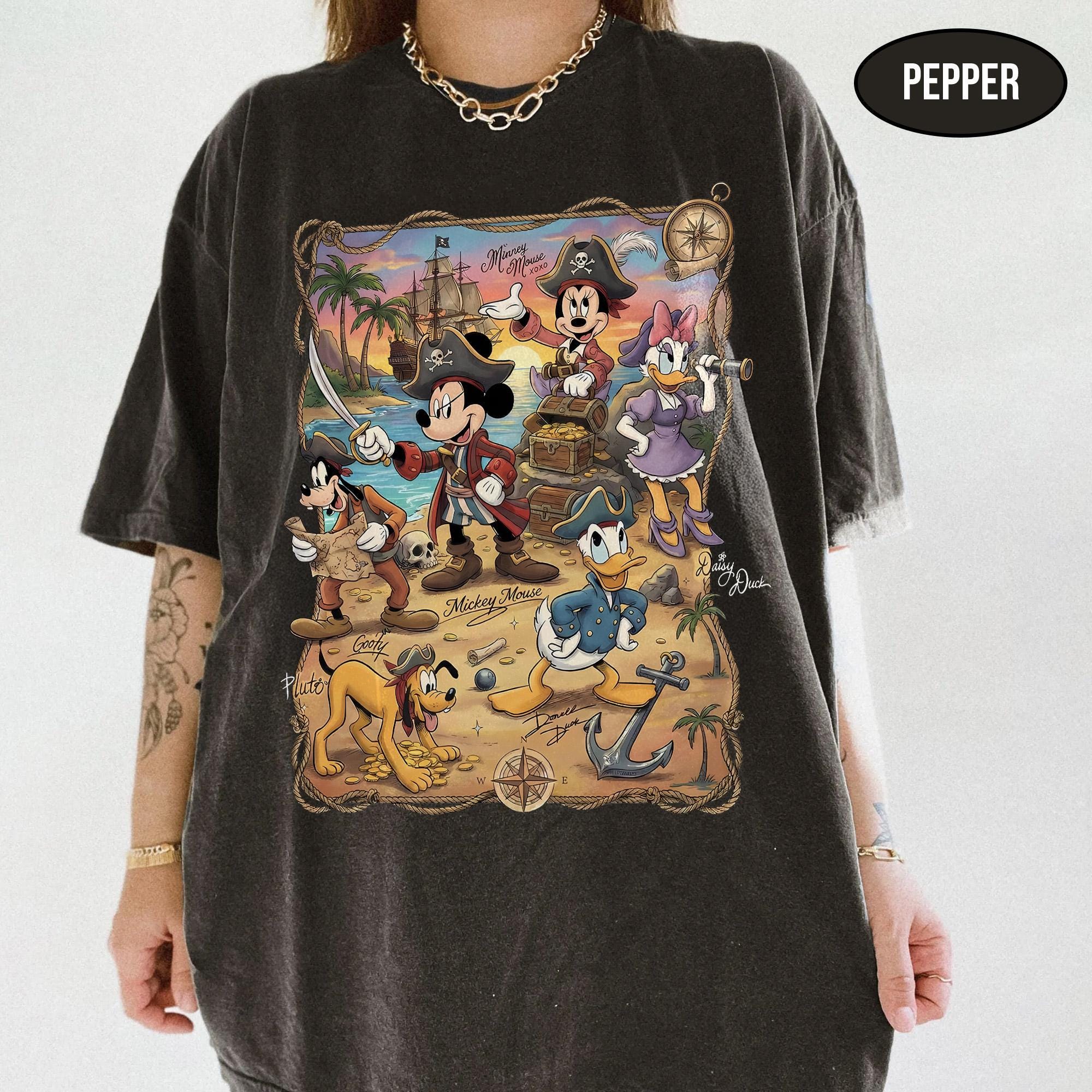 Comfort Colors Vintage Disney Pirate Shirt, Mickey & Friends Signature Tee, Disney Cruise Trip Shirt, Disney Matching Family Vacation Shirts