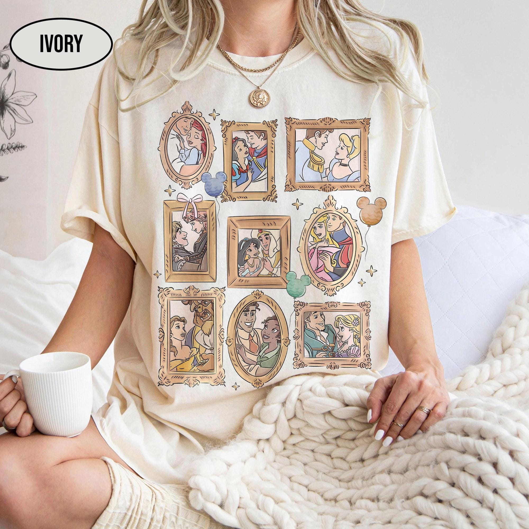 Comfort Colors® Retro Disney Princess Characters Shirt, Rapunzel Belle Cinderella Tee, Disneyland Disney Girly Trip Shirt, Disney Family Tee