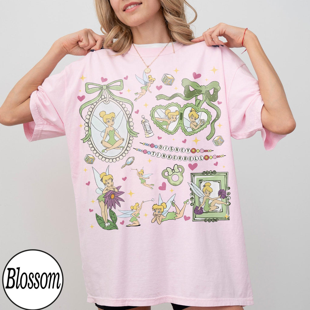 Coquette Tinker Bell Shirt Cute Bows Disney Fairy Tee, Peter Pan Tinkerbell Graphic Shirt, Preppy Disney Girl Trip Gift, Epcot Vacation Tee